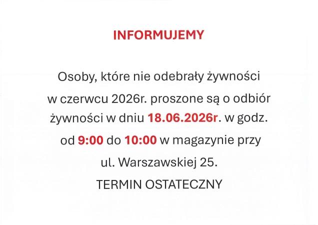 ŻYWNOŚĆ- DODATKOWY TERMIN