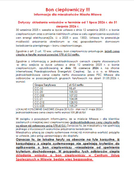 Bon ciepłowniczy II tura