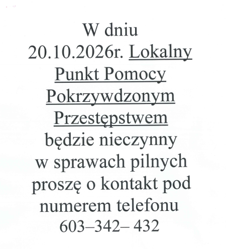 LOKALNY PUNKT POMOCY POKRZYWDZONYM PRZESTĘPSTWEM